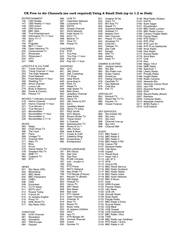 UK Free to Air Channels