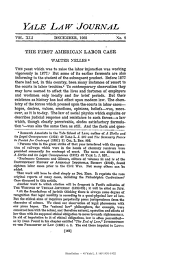 The First American Labor Case