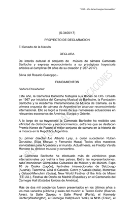 PROYECTO DE DECLARACION El