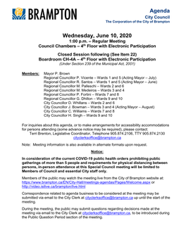 City Council Agenda for June 10, 2020