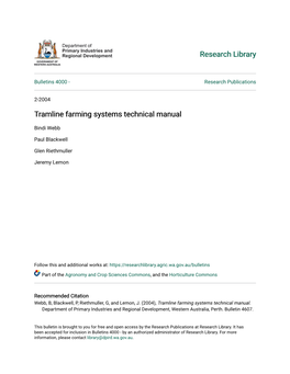 Tramline Farming Systems Technical Manual