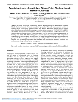 Population Trends of Seabirds at Stinker Point, Elephant Island, Maritime Antarctica