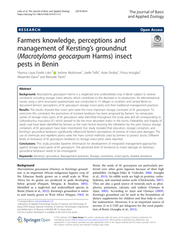 (Macrotyloma Geocarpum Harms) Insect Pests in Benin