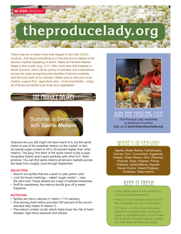 Theproducelady.Org August 2012 E-News