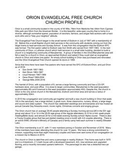 Orion Evangelical Free Church Church Profile