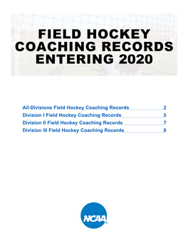 Coaching Records Entering 2020