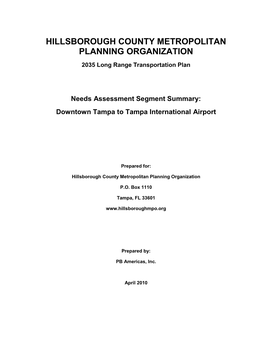 HILLSBOROUGH COUNTY METROPOLITAN PLANNING ORGANIZATION 2035 Long Range Transportation Plan