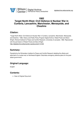 1982 Target North-West: Civil Defence & Nuclear War in Cumbria
