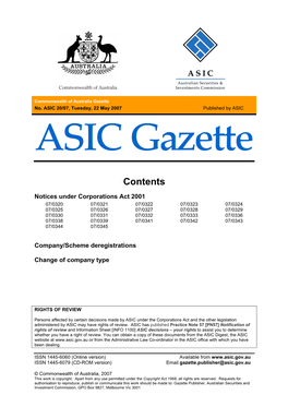 ASIC Gazette