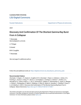 Discovery and Confirmation of the Shortest Gamma-Ray Burst from a Collapsar