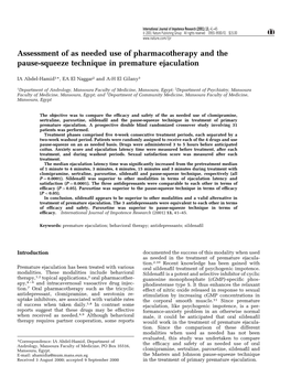 Assessment of As Needed Use of Pharmacotherapy and the Pause-Squeeze Technique in Premature Ejaculation