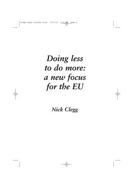 Doing Less to Do More: a New Focus for the EU