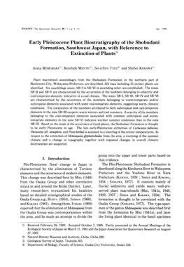 Early Pleistocene Plant Biostratigraphy of the Shobudani Formation, Southwest Japan, with Reference to Extinction of Plants1)