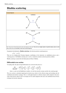 Bhabha Scattering 1 Bhabha Scattering