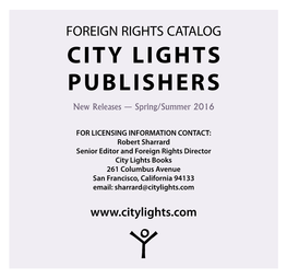 CITY LIGHTS PUBLISHERS New Releases — Spring/Summer 2016