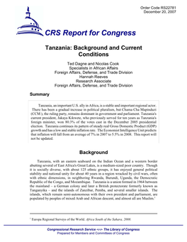 Tanzania: Background and Current Conditions