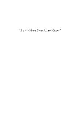 “Books Most Needful to Know” OLD ENGLISH NEWSLETTER SUBSIDIA