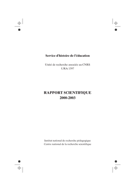 Rapport Scientifique 2000-2003