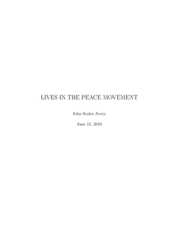 Lives in the Peace Movement