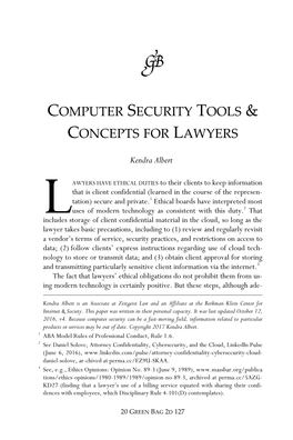 Computer Security Tools & Concepts for Lawyers