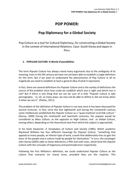 POP POWER: Pop Diplomacy for a Global Society