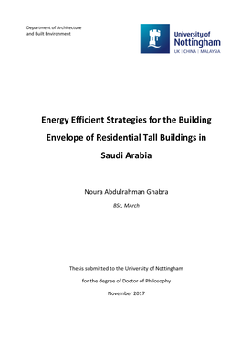 Energy Efficient Strategies for the Building Envelope of Residential Tall Buildings in Saudi Arabia
