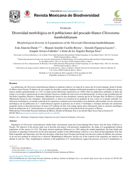 Diversidad Morfológica En 6 Poblaciones Del Pescado Blanco Chirostoma