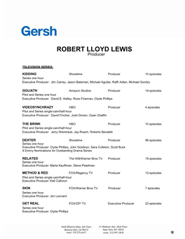 ROBERT LLOYD LEWIS Producer