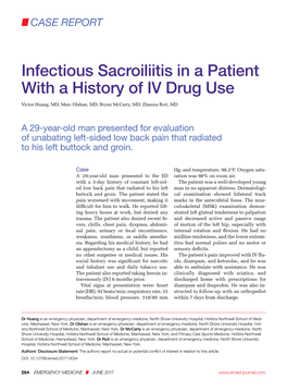 Infectious Sacroiliitis in a Patient with a History of IV Drug Use