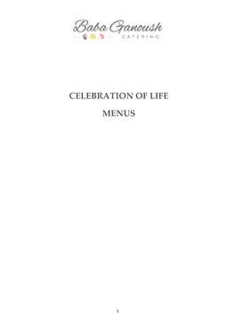 Celebration of Life Menus