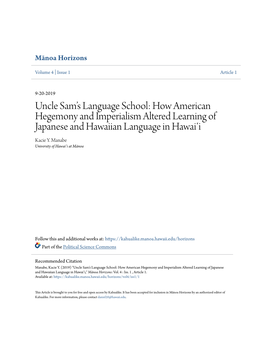 Uncle Sam's Language School: How American Hegemony