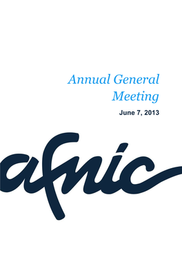 Annual General Meeting June 7, 2013