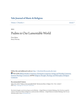 Psalms in Our Lamentable World Don Saliers Emory University