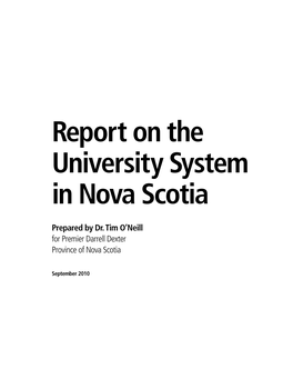 Report on the University System in Nova Scotia