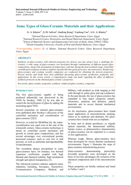 Some Types of Glass-Ceramic Materials and Their Applications