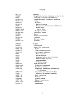 OUTLINE BR1-1725 Christianity BR60-67 Early Christian Literature