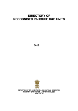 Directory of Recognised In-House R&D Units