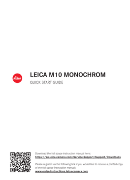 Leica M10 Monochrom Quick Start Guide