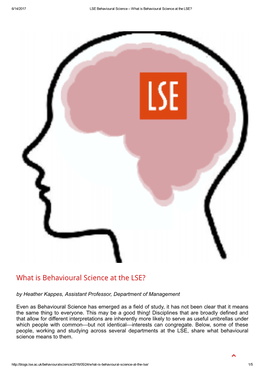 What Is Behavioural Science at the LSE?