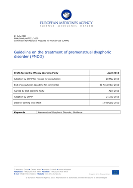 Guideline on the Treatment of Premenstrual Dysphoric Disorder (PMDD)