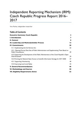 Czech Republic Progress Report 2016– 2017