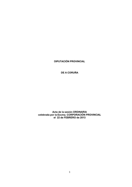 DIPUTACIÓN PROVINCIAL DE a CORUÑA Acta De La Sesión