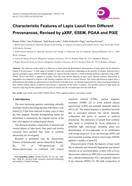 Characteristic Features of Lapis Lazuli from Different Provenances, Revised by Μxrf, ESEM, PGAA and PIXE