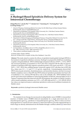 A Hydrogel-Based Epirubicin Delivery System for Intravesical Chemotherapy