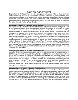 DAILY BIBLE STUDY SHEET Daily Meditation on the Word of God Is Imperative to Our Growth