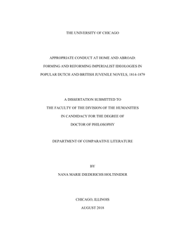 The University of Chicago Appropriate Conduct at Home and Abroad: Forming and Reforming Imperialist Ideologies in Popular Dutc