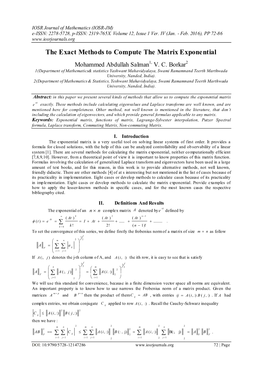 The Exact Methods to Compute the Matrix Exponential