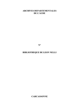 Inventaire Du Fonds Léon Nelli Pdf 1.65 Mo