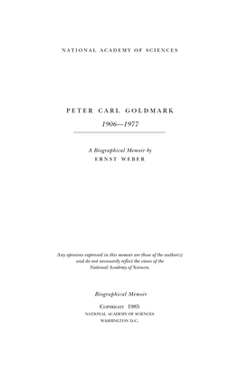 PETER CARL GOLDMARK December 2, 1906 - December 8, 1977