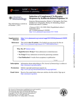 14 Responses by Kallikrein-Related Peptidase Induction of Complement